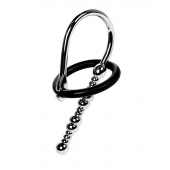 Серебристый уретральный плаг-бусины TOYFA Metal с мягким фиксириющим кольцом - ToyFa - купить с доставкой в Твери