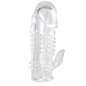 Прозрачная гелевая насадка с шипами и клиторальным отростком - 13 см. - Toyfa Basic - в Твери купить с доставкой