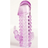 Закрытая фиолетовая насадка с 2 отростками - 13 см. - Toyfa Basic - в Твери купить с доставкой