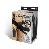 Полый страпон с двумя отростками и вибрацией Unisex Vibrating Hollow Strap-On Double Penetrating Dildo - 17,8 см. - Lux Fetish - купить с доставкой в Твери