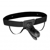 Полый страпон с двумя отростками и вибрацией Unisex Vibrating Hollow Strap-On Double Penetrating Dildo - 17,8 см. - Lux Fetish - купить с доставкой в Твери