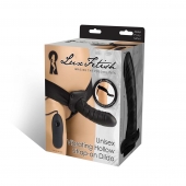 Чёрный полый страпон с вибрацией Unisex Vibrating Hollow Strap-On - 14 см. - Lux Fetish - купить с доставкой в Твери