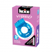Голубое эрекционное виброкольцо Luxe VIBRO  Кошмар русалки  + презерватив - Luxe - в Твери купить с доставкой