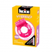 Розовое эрекционное виброкольцо Luxe VIBRO  Ужас Альпиниста  + презерватив - Luxe - в Твери купить с доставкой