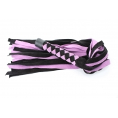 Черно-розовая плеть из замши - 58 см. - БДСМ Арсенал - купить с доставкой в Твери