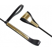 Черно-золотистый стек с хлопушкой из кожи - 62 см. - Sitabella - купить с доставкой в Твери