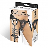 Черные трусики для страпона из патентованной кожи - Lux Fetish - купить с доставкой в Твери