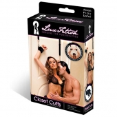 Черные фиксаторы с креплением к двери - Lux Fetish - купить с доставкой в Твери