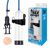 Прозрачная вакуумная вибропомпа Sex Expert с насадкой-вагиной - Sex Expert - в Твери купить с доставкой