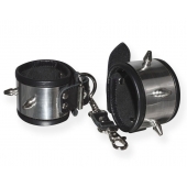 Серебристо-черные наручники с шипами и металлическим блеском - Sitabella - купить с доставкой в Твери