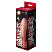 Телесная изогнутая насадка на Harness с коннектором BLACK LINE - 17 см. - LOVETOY (А-Полимер) - купить с доставкой в Твери