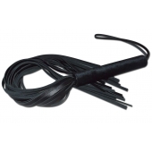 Чёрная кожаная плеть с жесткой ручкой - 63 см. - Sitabella - купить с доставкой в Твери