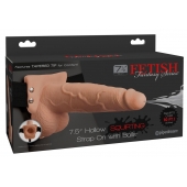 Телесный полый страпон с имитацией эякуляции 7.5  Hollow Squirting Strap-On with Balls Flesh - 21,6 см. - Pipedream - купить с доставкой в Твери