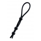 Черное лассо на пенис с тремя бусинами - A-toys - в Твери купить с доставкой