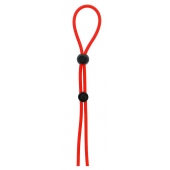 Красное лассо на пенис с двумя бусинами STRETCHY LASSO CAGE - Dream Toys - в Твери купить с доставкой