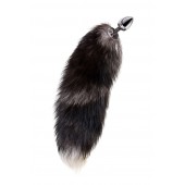 Серебристая металлическая анальная втулка с хвостом чернобурой лисы - размер S - ToyFa - купить с доставкой в Твери