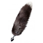 Серебристая металлическая анальная втулка с хвостом чернобурой лисы - размер S - ToyFa - купить с доставкой в Твери