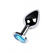 Серебристая конусовидная анальная пробка с голубым кристаллом - 8 см. - ToyFa - купить с доставкой в Твери