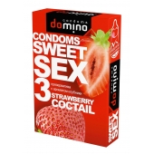 Презервативы для орального секса DOMINO Sweet Sex с ароматом клубничного коктейля  - 3 шт. - Domino - купить с доставкой в Твери