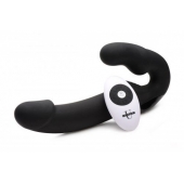 Черный безремневой страпон Urge Silicone Strap On с пультом ДУ - 24 см. - XR Brands - купить с доставкой в Твери