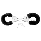 Меховые чёрные наручники Beginner s Furry Cuffs - Pipedream - купить с доставкой в Твери