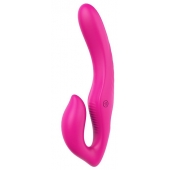 Ярко-розовый безремневой страпон REMOTE DOUBLE DIPPER - 22 см. - Dream Toys - купить с доставкой в Твери