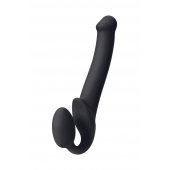 Черный безремневой страпон Silicone Bendable Strap-On M - Strap-on-me - купить с доставкой в Твери