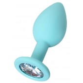 Мятная анальная пробка с прозрачным кристаллом Brilliant - 7 см. - ToyFa - купить с доставкой в Твери