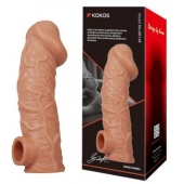 Телесная насадка на фаллос с отверстием для мошонки EXTREME SLEEVE - 17,6 см. - KOKOS - в Твери купить с доставкой
