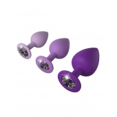 Набор из 3 фиолетовых анальных пробок со стразами Little Gems Trainer Set - Pipedream - купить с доставкой в Твери