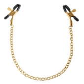 Чёрные с золотом зажимы на соски Gold Chain Nipple Clamps - Pipedream - купить с доставкой в Твери