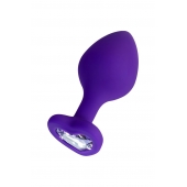 Фиолетовая анальная втулка Diamond Heart с прозрачным кристаллом - 8 см. - ToyFa - купить с доставкой в Твери