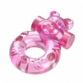 Розовое эрекционное виброкольцо на пенис Pink Bear - Baile - в Твери купить с доставкой