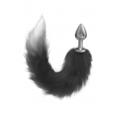 Серебристая анальная пробка с черным хвостом Starlit - Lola Games - купить с доставкой в Твери