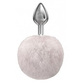 Серебристая анальная пробка с белым пушистым хвостиком Twinkle - Lola Games - купить с доставкой в Твери