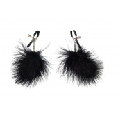 Зажимы на соски с черным пухом Euphoric - Lola Games - купить с доставкой в Твери