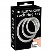 Набор из 3 эрекционных колец под металл Metallic Silicone Cock Ring Set - Orion - в Твери купить с доставкой