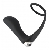 Черное эрекционное кольцо с анальной вибропробкой Vibrating Ring   Plug - Orion - в Твери купить с доставкой