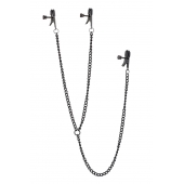 Черные зажимы на соски и клитор на цепочке DELUXE NIPPLE   CLIT CLAMPS - Dream Toys - купить с доставкой в Твери