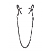 Черные зажимы на соски на цепочке BLAZE DELUXE NIPPLE CLAMPS - Dream Toys - купить с доставкой в Твери