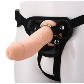 Черные трусики с телесной насадкой STRAP ON REAL DILDO - 21 см. - Dream Toys - купить с доставкой в Твери