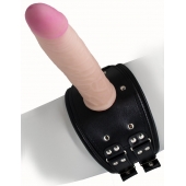 Черный пояс на бедро  Люкс  с телесной насадкой - LOVETOY (А-Полимер) - купить с доставкой в Твери