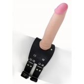 Черный узкий пояс на бедро с телесной насадкой - LOVETOY (А-Полимер) - купить с доставкой в Твери