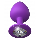 Фиолетовая анальная пробка со стразом Her Little Gem Large Plug - 9,5 см. - Pipedream - купить с доставкой в Твери