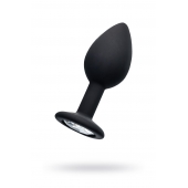 Черная анальная втулка с прозрачным стразом - 7,2 см. - POPO Pleasure - купить с доставкой в Твери