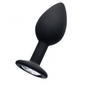 Черная анальная втулка с прозрачным стразом - 7,2 см. - POPO Pleasure - купить с доставкой в Твери