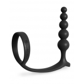 Черная анальная цепочка с эрекционным кольцом Ass-gasm Cockring Anal Beads - Pipedream - в Твери купить с доставкой