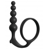 Черная анальная цепочка с эрекционным кольцом Ass-gasm Cockring Anal Beads - Pipedream - в Твери купить с доставкой