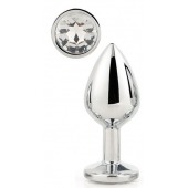 Серебристая анальная втулка с прозрачным кристаллом - 7,1 см. - Dream Toys - купить с доставкой в Твери