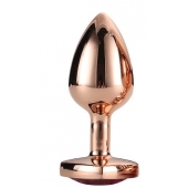 Золотистая анальная втулка с кристаллом-сердечком розового цвета - 7,1 см. - Dream Toys - купить с доставкой в Твери